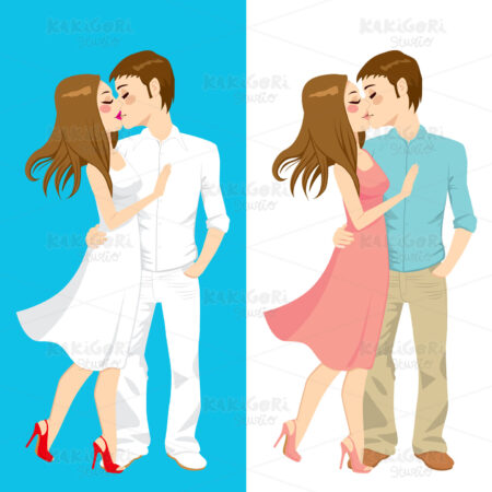 Kissing Couple Styles Clipart Vector Illustration 01302