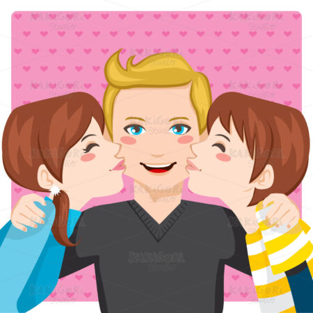 Kissing Dad Clipart Vector Illustration 00490