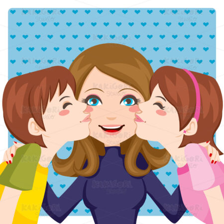 Kissing Mom Clipart Vector Illustration 00489