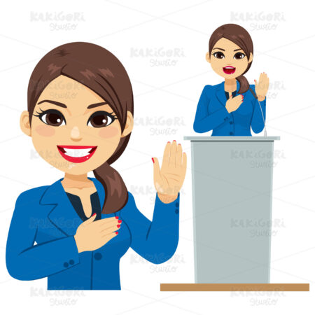 Latina Politician Oath Clipart Vector Illustration 04521