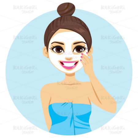 Latina Woman Facial Mask Clipart Vector Illustration 03257