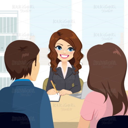 Lawyer Giving Couple Advice Clipart Vector Illustration 04754