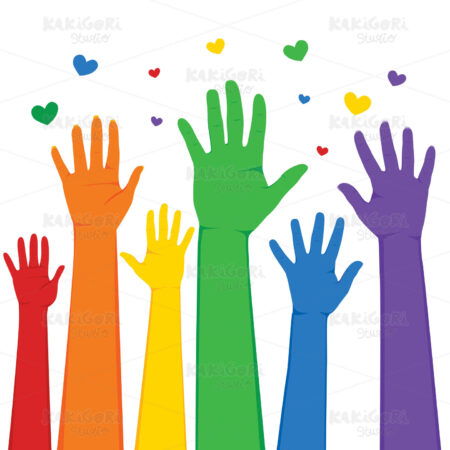 LGBT Hands Raised Clipart Vector Illustration 04189