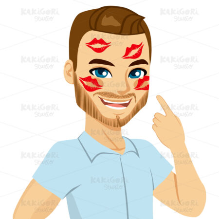 Lipstick Marks On Face Clipart Vector Illustration 02951