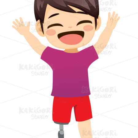 Little Boy Prosthetic Leg Clipart Vector Illustration 04875
