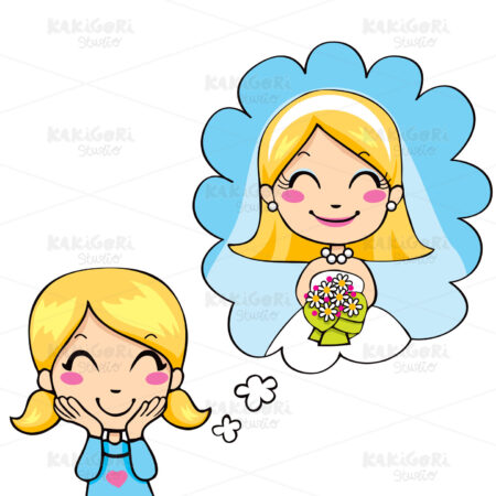 Little Bride Dream Clipart Vector Illustration 00789
