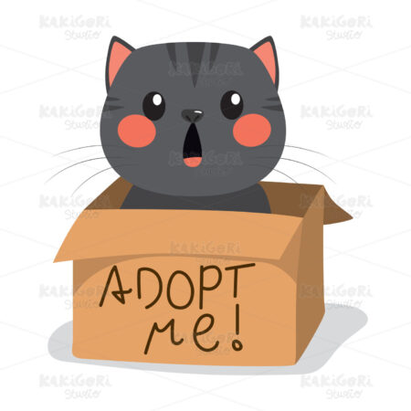 Little Cat Adoption Clipart Vector Illustration 03857