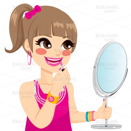 Little Girl Makeup Clipart Vector Illustration 01604