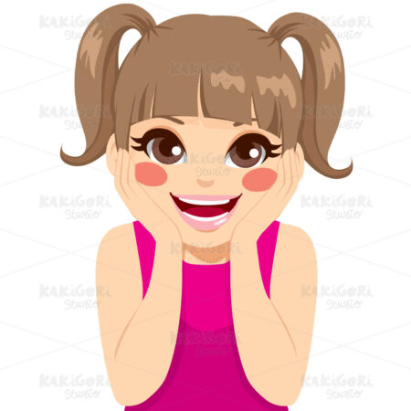 Little Girl Surprised Clipart Vector Illustration 01589