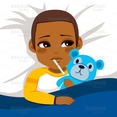 Little Ill Boy Clipart Vector Illustration 02798