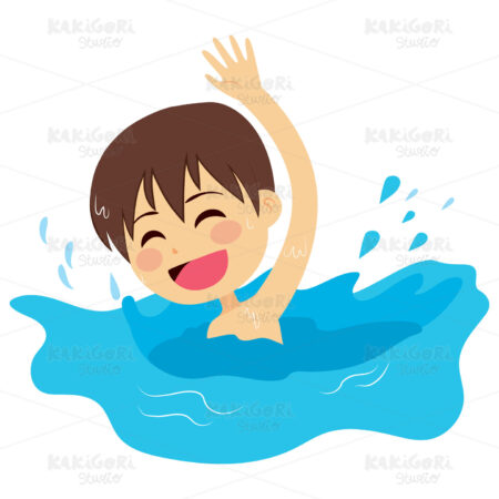 Little Kid Swimming Clipart Vector Illustration 02251