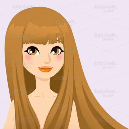 Long Haired Woman Clipart Vector Illustration 00950