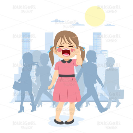 Lost Girl City Clipart Vector Illustration 04104