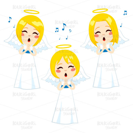 Lovely Angels Singing Clipart Vector Illustration 01911