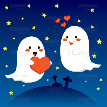 Lovely Ghosts Clipart Vector Illustration 00684