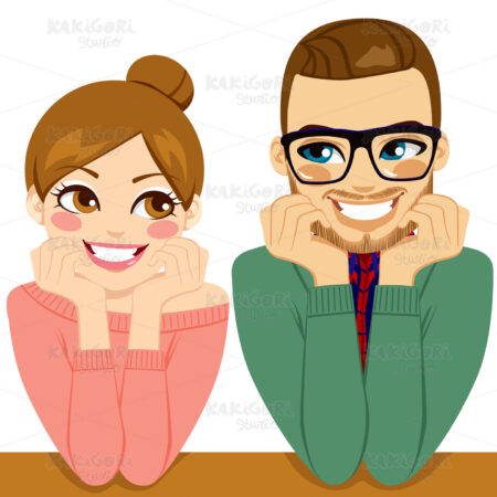 Lovely Romantic Couple Clipart Vector Illustration 01349