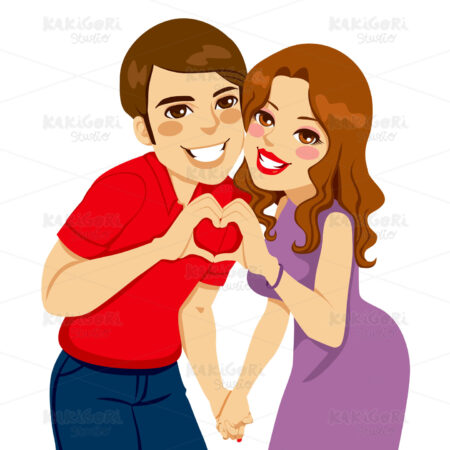 Lovers Making Heart Love Sign Clipart Vector Illustration 01028