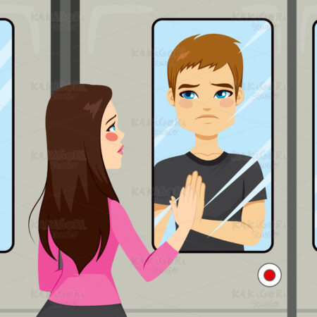 Lovers Train Scene Clipart Vector Illustration 02515