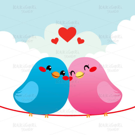 Loving Bird Couple Clipart Vector Illustration 01043