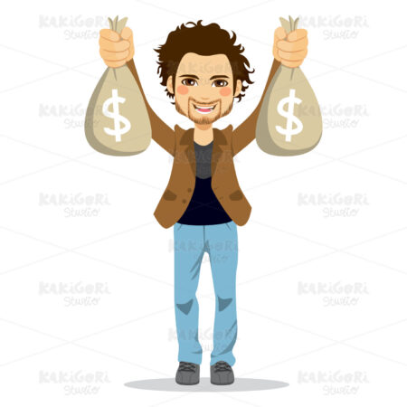 Lucky Man Money Clipart Vector Illustration 03867