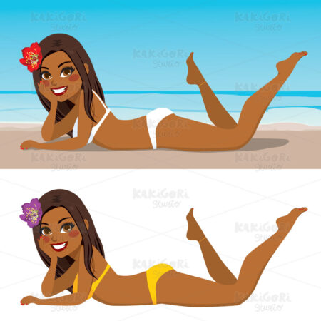 Lying Sand Beach Woman Clipart Vector Illustration 03480