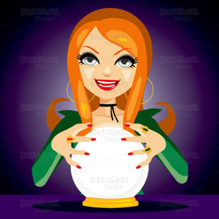 Magic Crystal Ball Fortune Teller Clipart Vector Illustration 01774