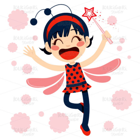 Magical Red Fairy Clipart Vector Illustration 01651