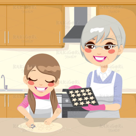 Making Cookies Together Clipart Vector Illustration 01328