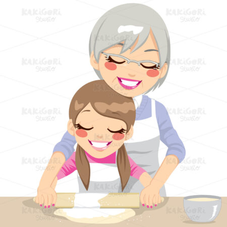 Making Pizza Dough Together Clipart Vector Illustration 01315