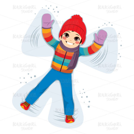 Making Snow Angel Clipart Vector Illustration 03803