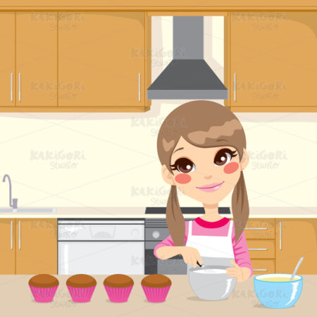 Making Whipped Cream In Kitchen Clipart Vector Illustration 01309