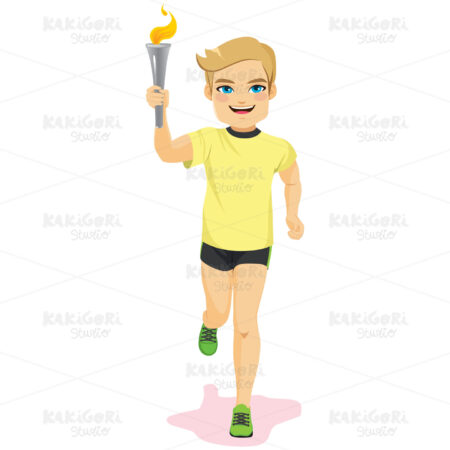 Male Athlete Torch Clipart Vector Illustration 04377