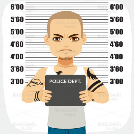 Male Criminal Mugshot Clipart Vector Illustration 03189