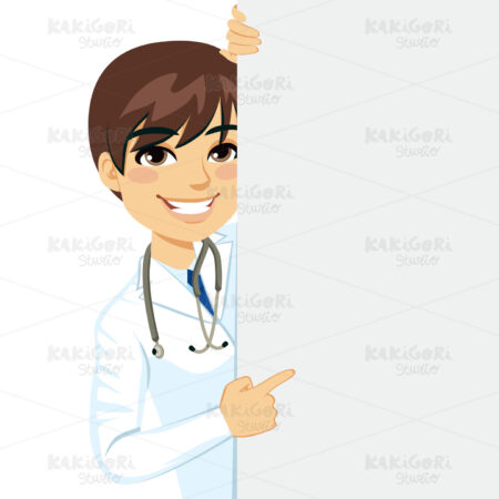 Male Doctor Peeking Clipart Vector Illustration 01404