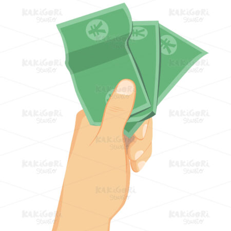 Male Hand Holding Yen Banknotes Clipart Vector Illustration 03351