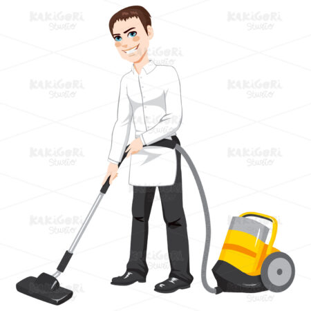 Male Hotel Cleaning Service Clipart Vector Illustration 02029