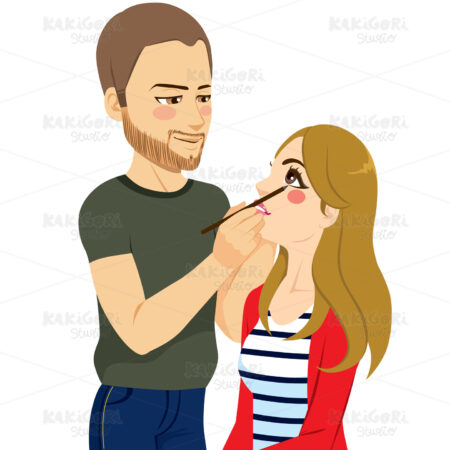 Male Makeup artist Working Clipart Vector Illustration 04086