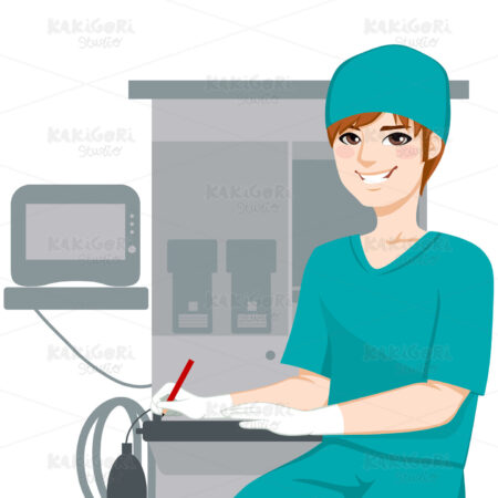 Male Nurse Writing Documents Clipart Vector Illustration 01810