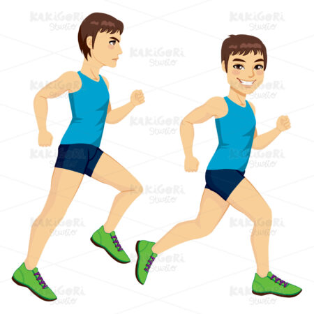 Male Runner Poses Clipart Vector Illustration 01424