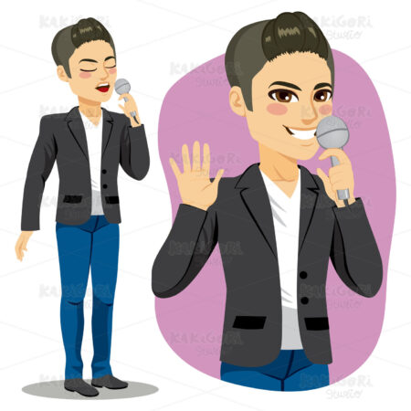 Male Singer Clipart Vector Illustration 03554