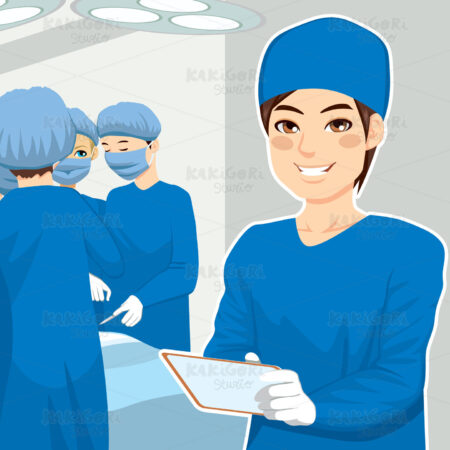 Male Surgical Nurse With Tablet Clipart Vector Illustration 01392