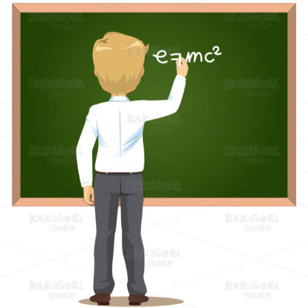 Male Teacher Writing Formula Clipart Vector Illustration 04812