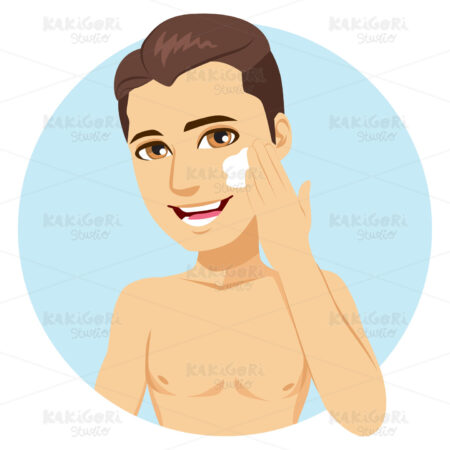 Man Applying Beauty Cream Clipart Vector Illustration 03872