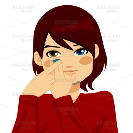 Man Applying Color Contact Lenses Clipart Vector Illustration 01451
