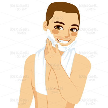 Man Applying Shaving Cream Foam Clipart Vector Illustration 02139