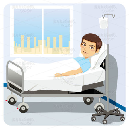 Man at Hospital Bed Clipart Vector Illustration 00659