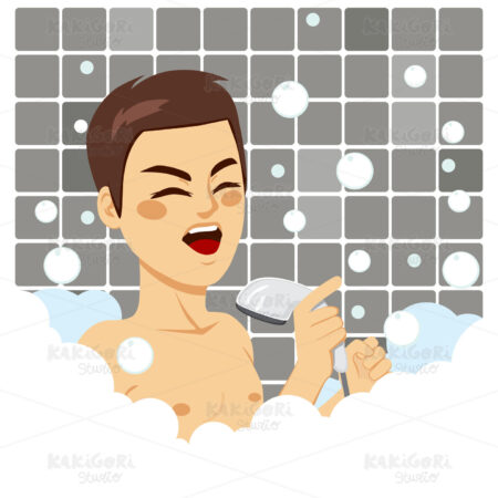 Man Bath Singing Clipart Vector Illustration 02938
