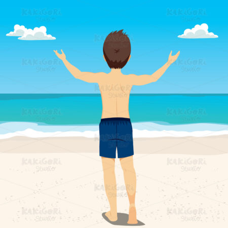 Man Beach Back Clipart Vector Illustration 04185