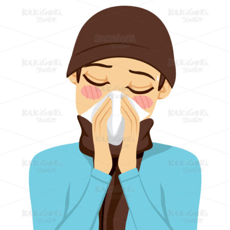 Man Blowing Nose Clipart Vector Illustration 01246