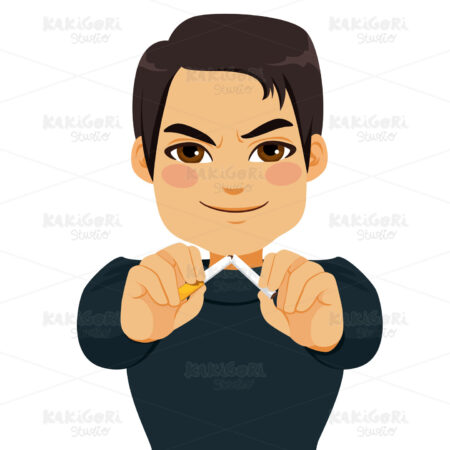 Man Breaking Cigarette Clipart Vector Illustration 03953